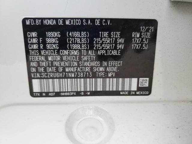 2022 HONDA HR-V EXL 3CZRU6H71NM738713