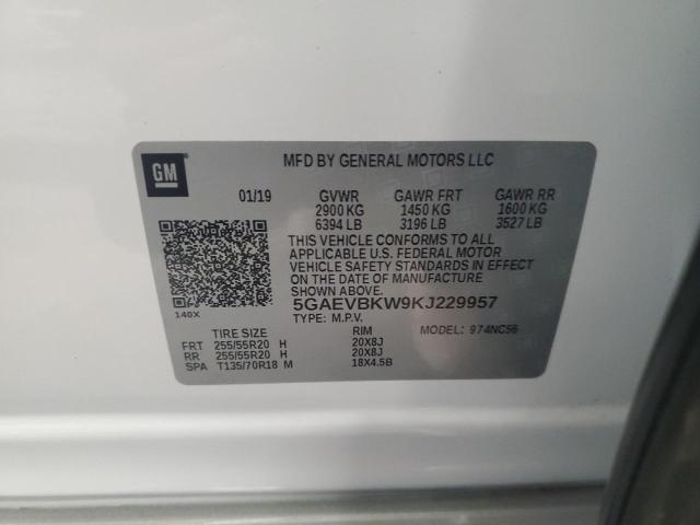2019 BUICK ENCLAVE PR 5GAEVBKW9KJ229957