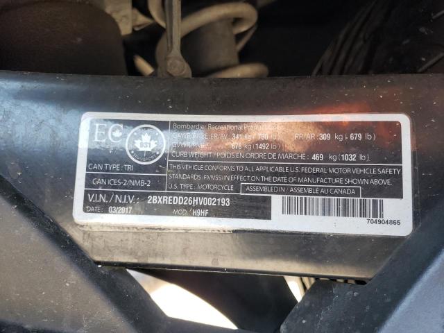 2017 CAN-AM SPYDER ROA 2BXREDD26HV002193