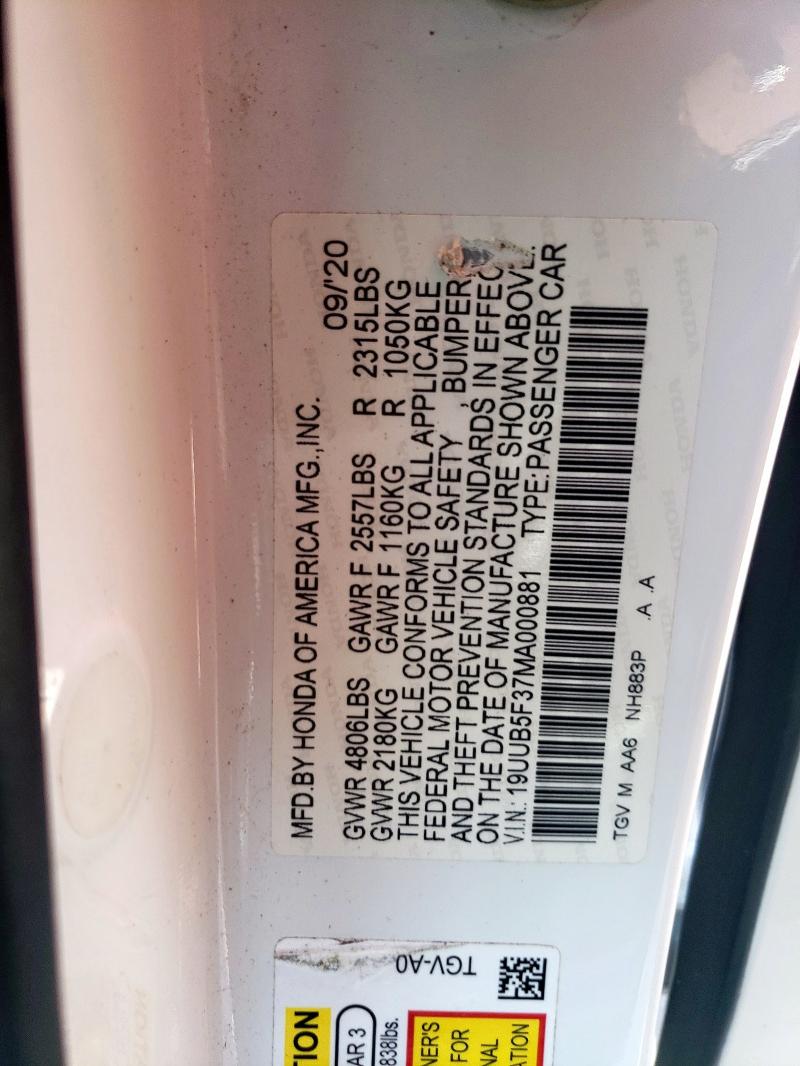 2021 ACURA TLX 19UUB5F37MA000881