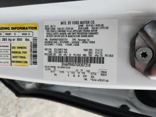2016 FORD FUSION SE 3FA6P0HD7GR207210