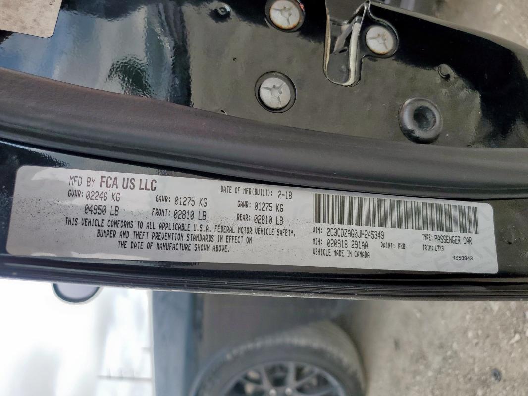 2018 DODGE CHALLENGER 2C3CDZAG0JH245349