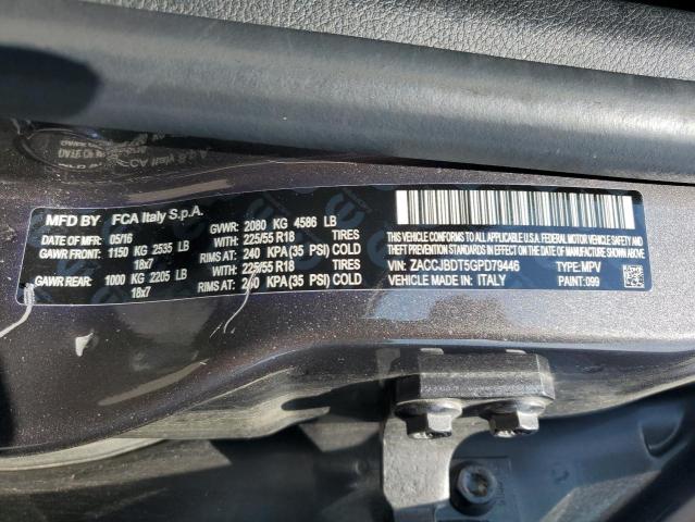 2016 JEEP RENEGADE L ZACCJBDT5GPD79446