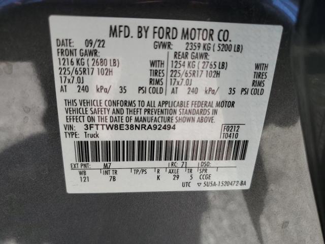 2022 FORD MAVERICK X 3FTTW8E38NRA92494