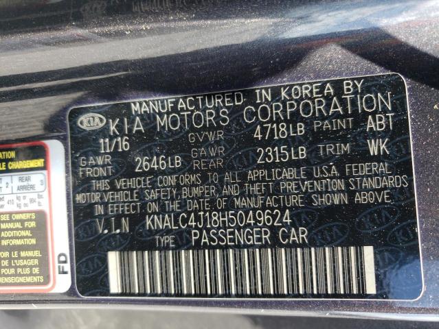 2017 KIA CADENZA PR KNALC4J18H5049624