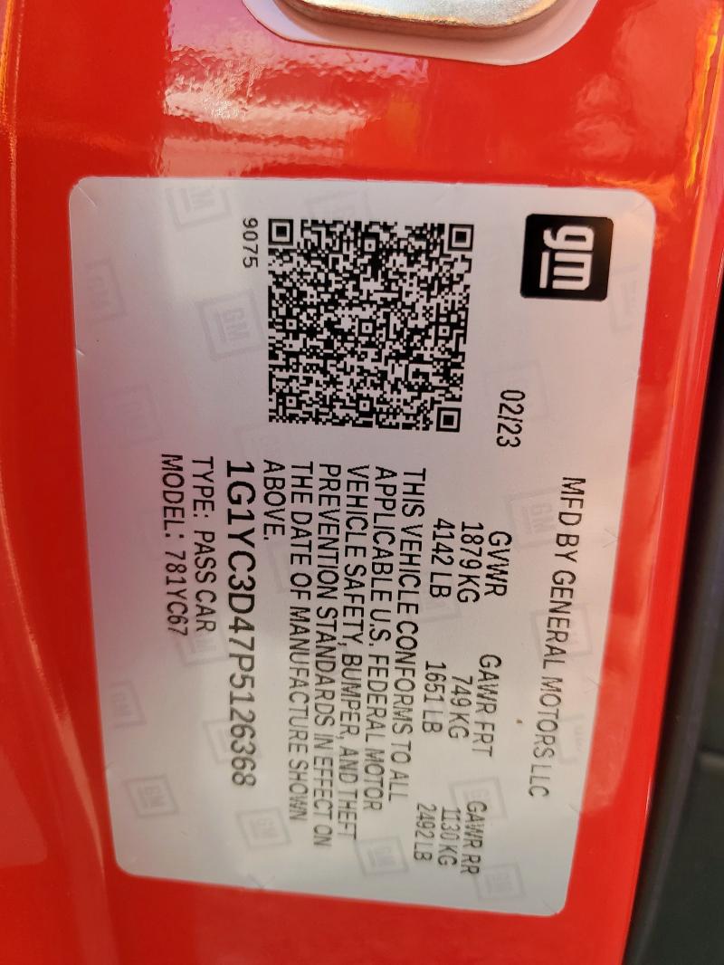 2023 CHEVROLET CORVETTE S - 1G1YC3D47P5126368