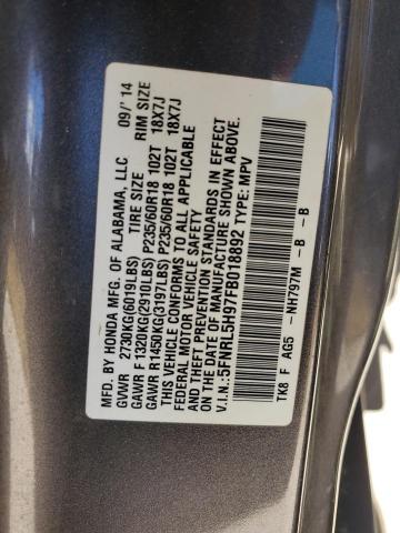 2015 HONDA ODYSSEY TO 5FNRL5H97FB018892
