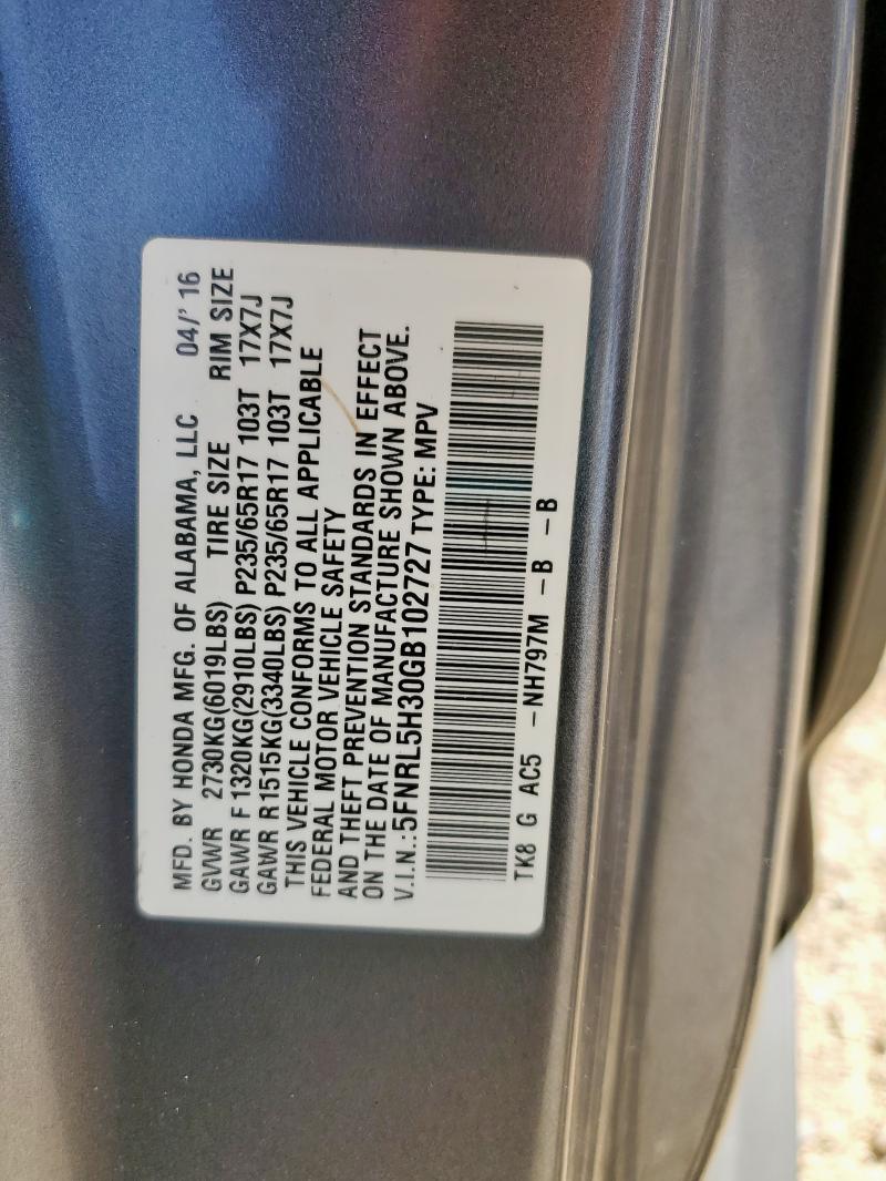 2016 HONDA ODYSSEY SE 5FNRL5H30GB102727