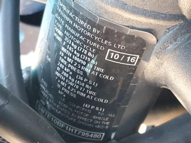 2017 TRIUMPH MOTORCYCLE TIGER 800 SMTE10BF1HT795480