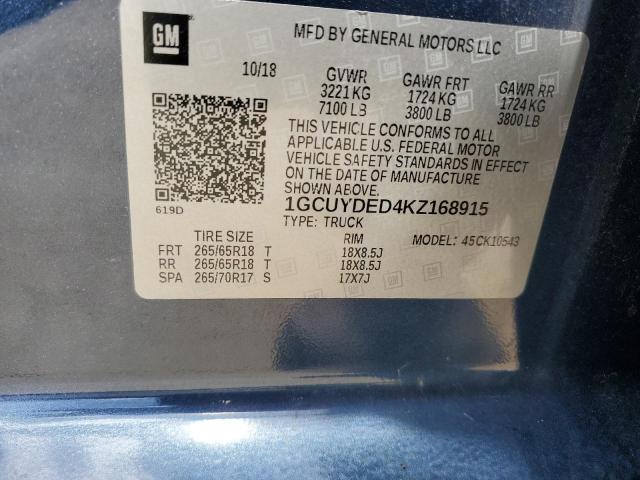 2019 CHEVROLET SILVERADO K1500 LT 1GCUYDED4KZ168915