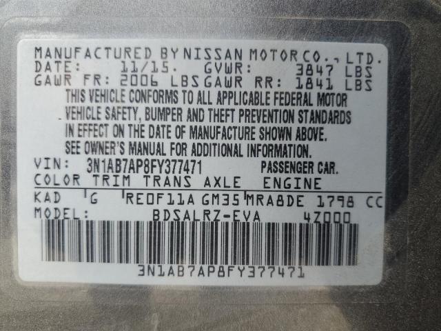 2015 NISSAN SENTRA S 3N1AB7AP8FY377471