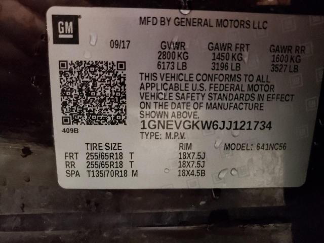 2018 CHEVROLET TRAVERSE L 1GNEVGKW6JJ121734