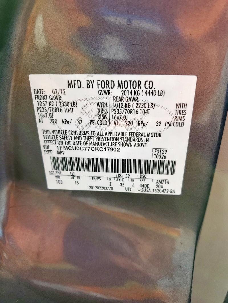 2012 FORD ESCAPE XLS - 1FMCU0C77CKC17902