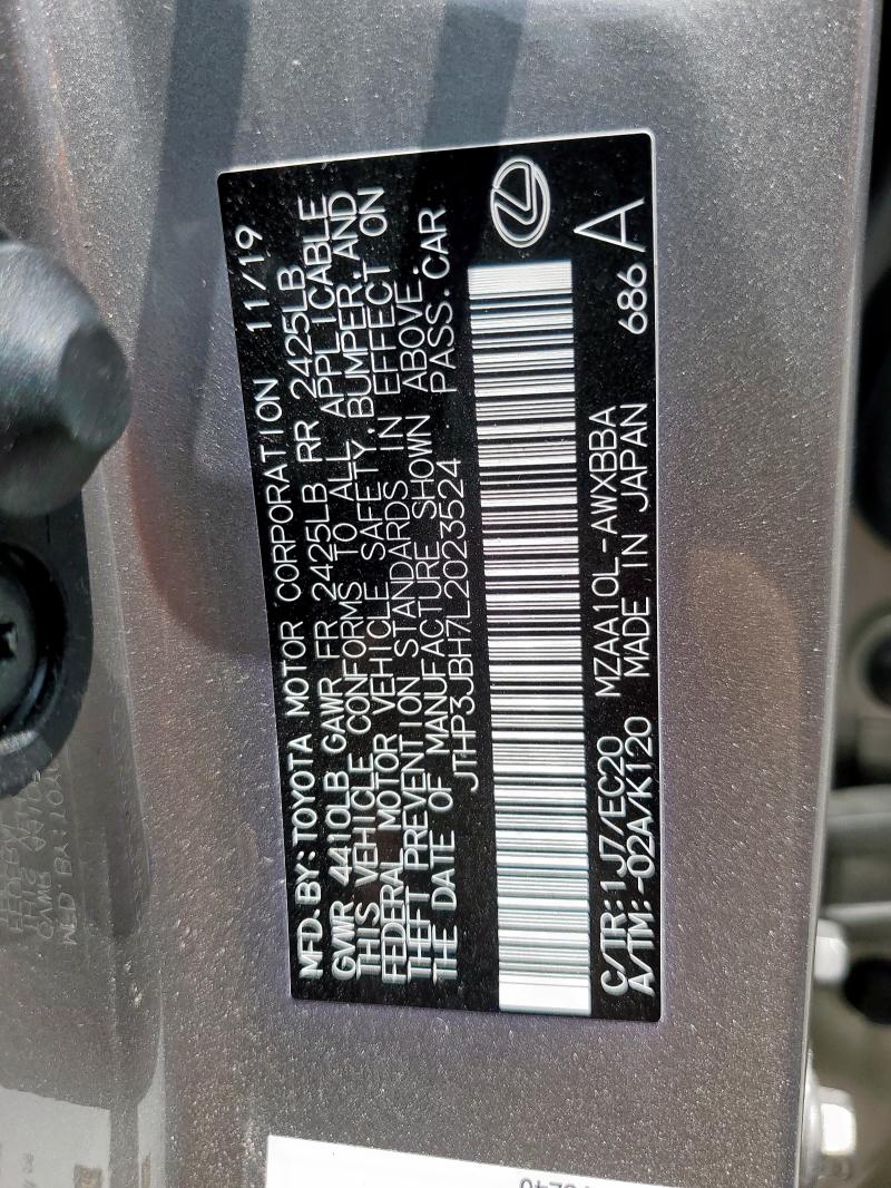2020 LEXUS UX 200 JTHP3JBH7L2023524