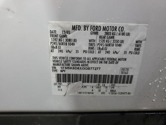 2016 FORD EXPLORER X - 1FM5K8D8XGGB77277