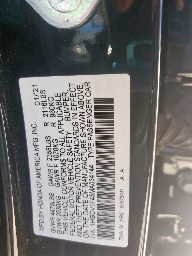2021 HONDA ACCORD SPO 1HGCV1F45MA034144