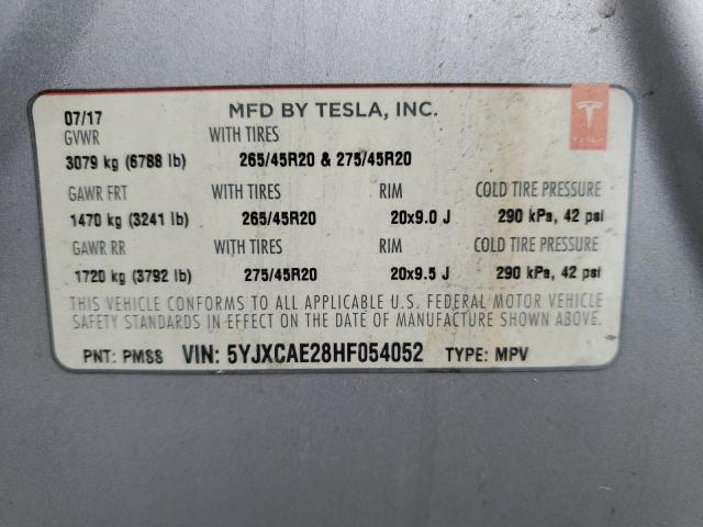 2017 TESLA MODEL X - 5YJXCAE28HF054052