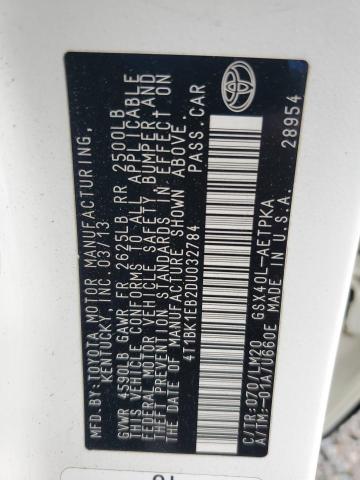2013 TOYOTA AVALON BAS - 4T1BK1EB2DU032784