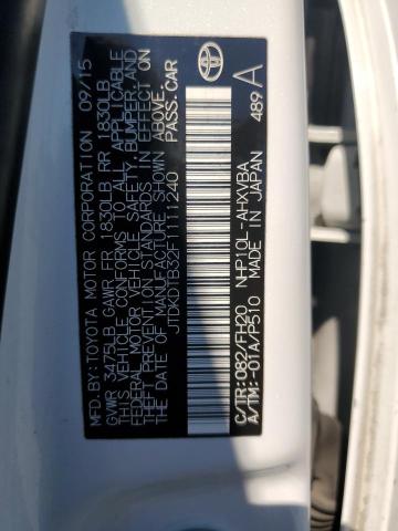 2015 TOYOTA PRIUS C JTDKDTB32F1111240