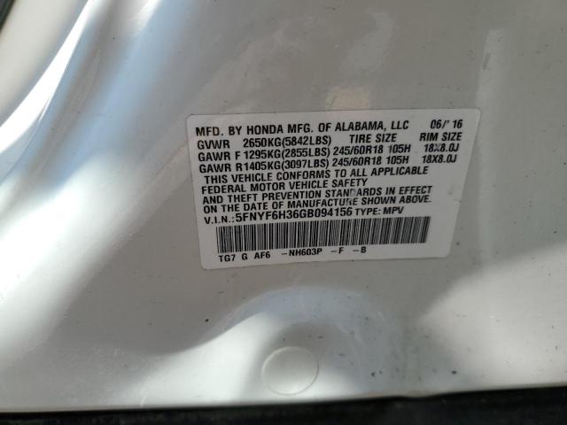 2016 HONDA PILOT EX 5FNYF6H36GB094156