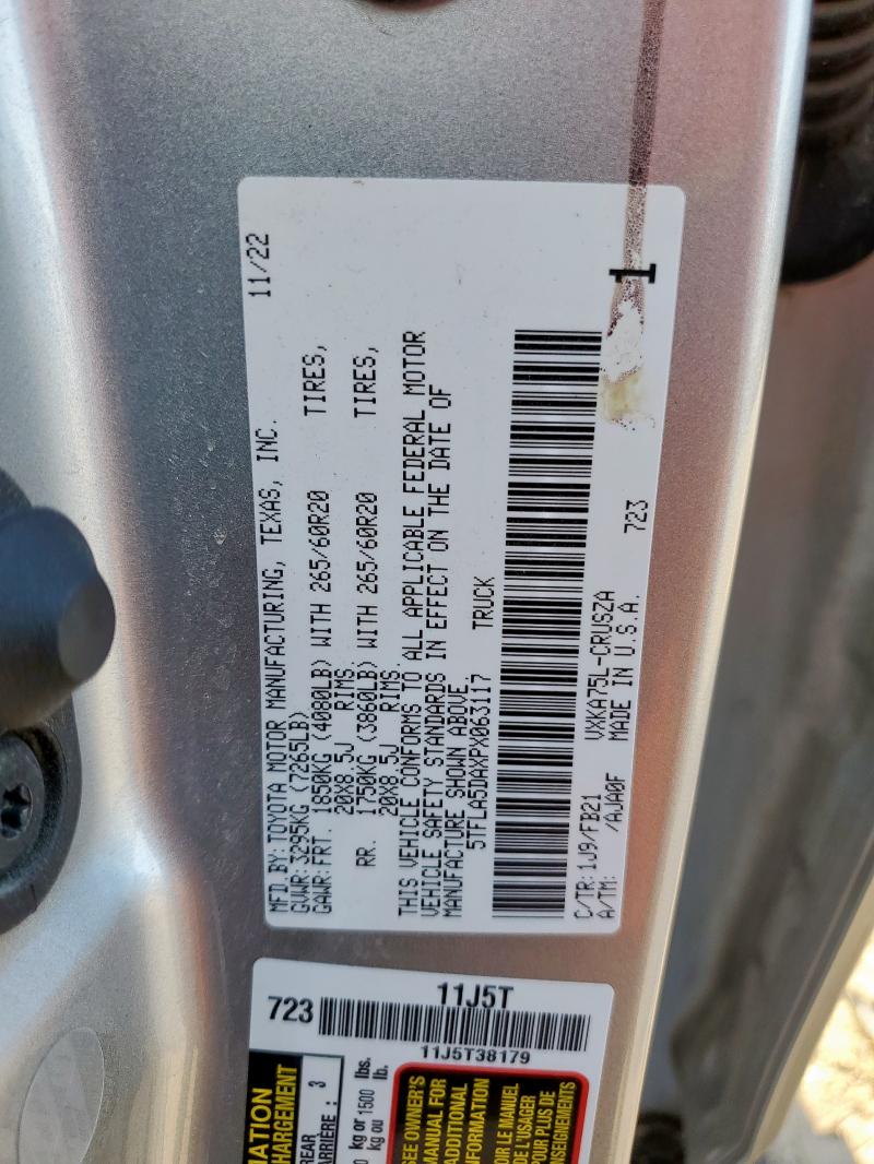 2023 TOYOTA TUNDRA DOUBLE CAB SR 5TFLA5DAXPX063117