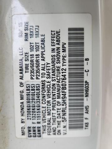 2015 HONDA ODYSSEY TO 5FNRL5H94FB076412