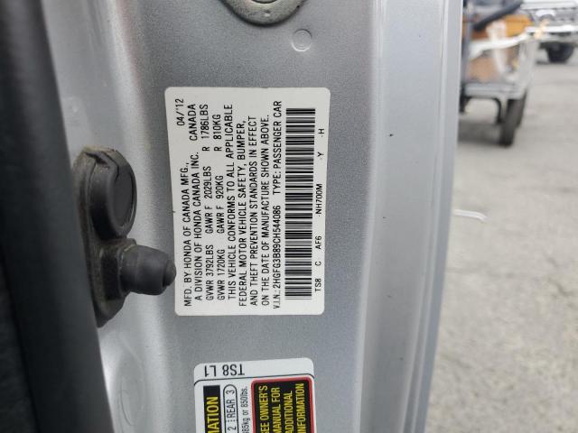 2012 HONDA CIVIC EX - 2HGFG3B89CH544086