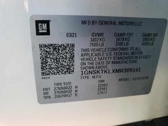 2021 CHEVROLET TAHOE K150 - 1GNSKTKLXMR309141