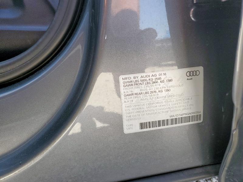 2016 AUDI Q5 PREMIUM WA1D7AFPXGA096354