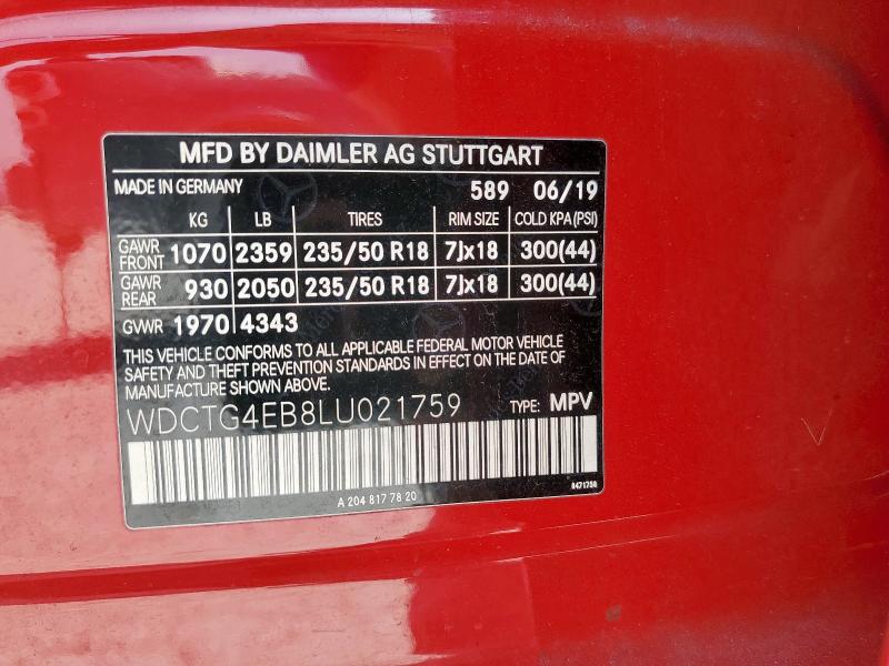 2020 MERCEDES-BENZ GLA 250 WDCTG4EB8LU021759