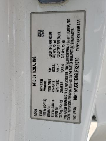 2020 TESLA MODEL 3 - 5YJ3E1EA6LF737070