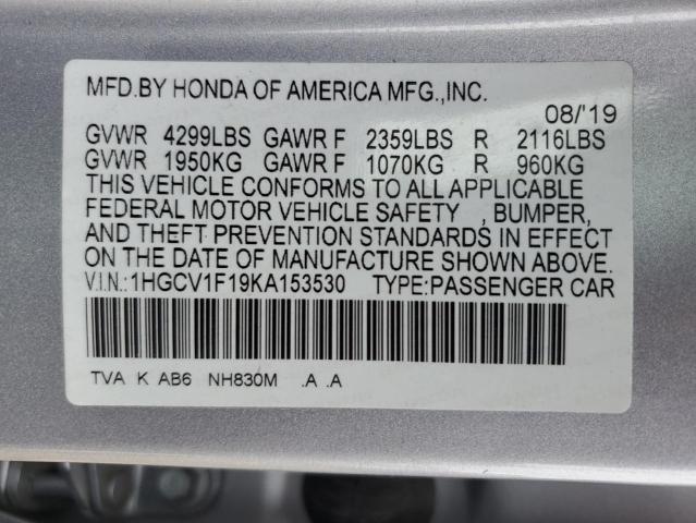 2019 HONDA ACCORD LX 1HGCV1F19KA153530