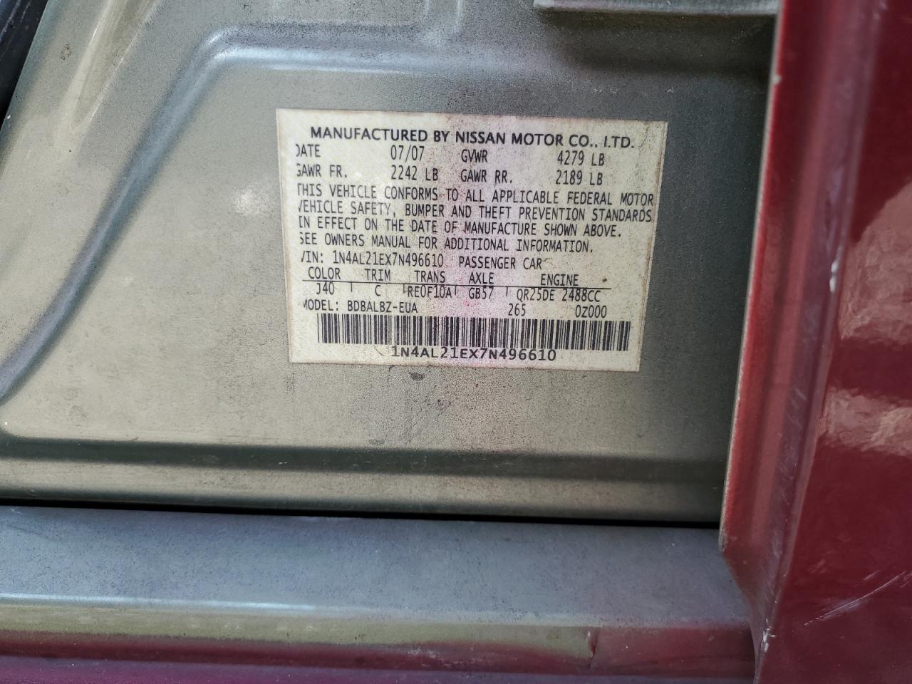 Nissan Altima 2.5 2007