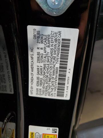 2019 HONDA ACCORD EX 1HGCV1F47KA168005