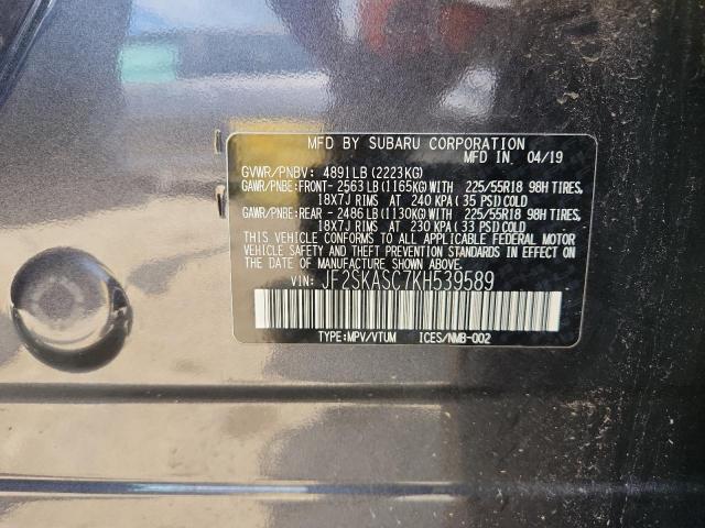 2019 SUBARU FORESTER L JF2SKASC7KH539589