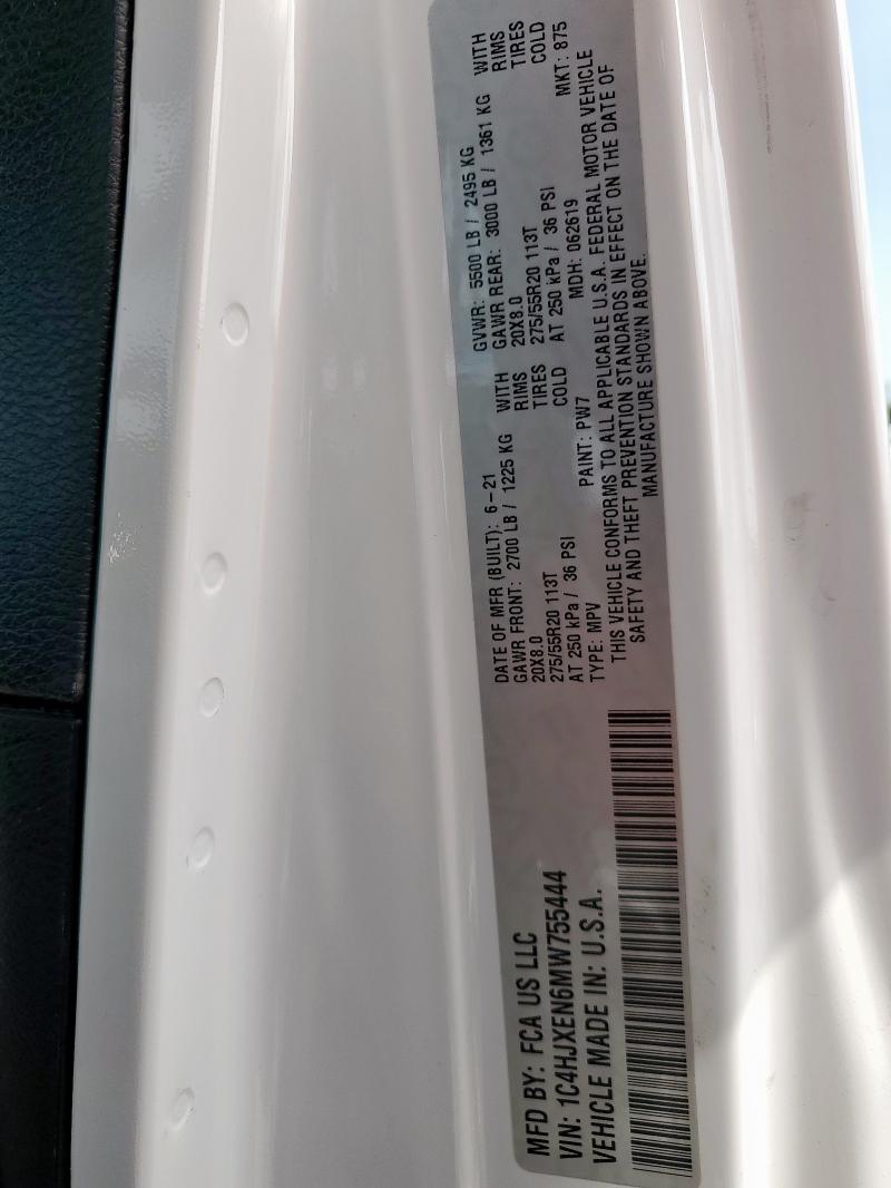 2021 JEEP WRANGLER U 1C4HJXEN6MW755444