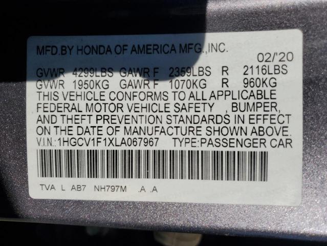 2020 HONDA ACCORD - 1HGCV1F1XLA067967