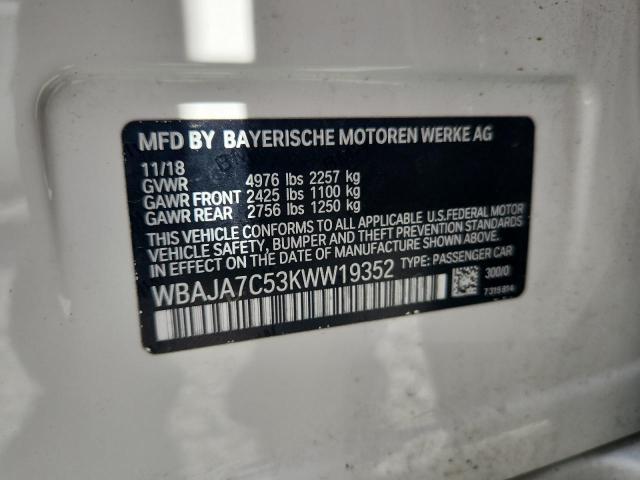 2019 BMW 530 XI WBAJA7C53KWW19352