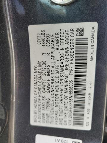 2022 HONDA CIVIC SPORT 2HGFE2F58NH596005