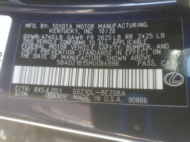 2021 LEXUS ES 350 BAS 58ADZ1B15MU084998