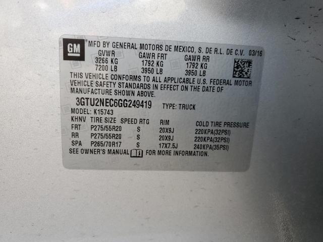 2016 GMC SIERRA K15 3GTU2NEC6GG249419