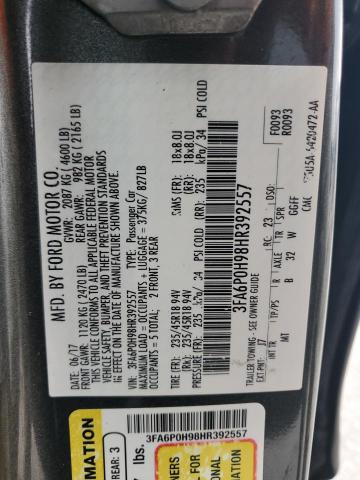 2017 FORD FUSION SE 3FA6P0H98HR392557