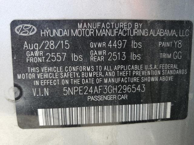 2016 HYUNDAI SONATA SE 5NPE24AF3GH296543
