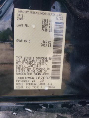 2019 NISSAN ALTIMA SV 1N4BL4DV6KC167032