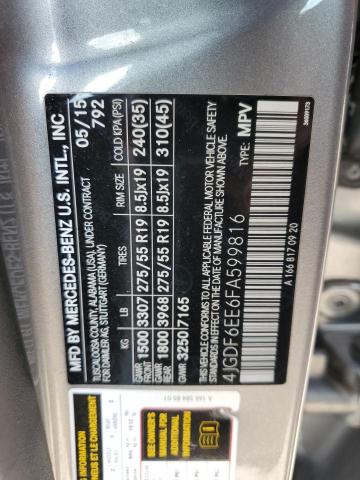 2015 MERCEDES-BENZ GL 450 4MA 4JGDF6EE6FA599816
