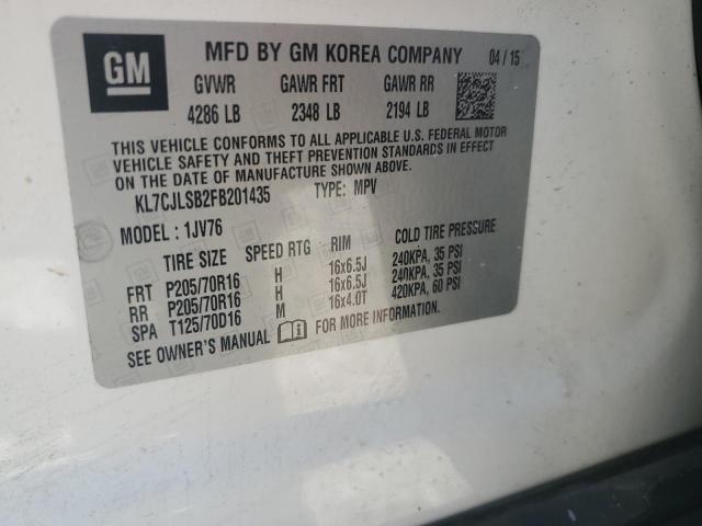 2015 CHEVROLET TRAX 1LT KL7CJLSB2FB201435