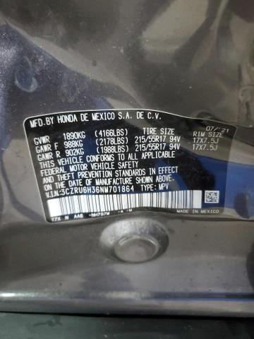 2022 HONDA HR-V LX 3CZRU6H36NM701864