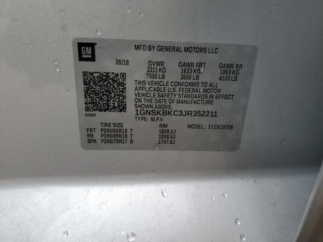 2018 CHEVROLET TAHOE K150 1GNSKBKC3JR352211