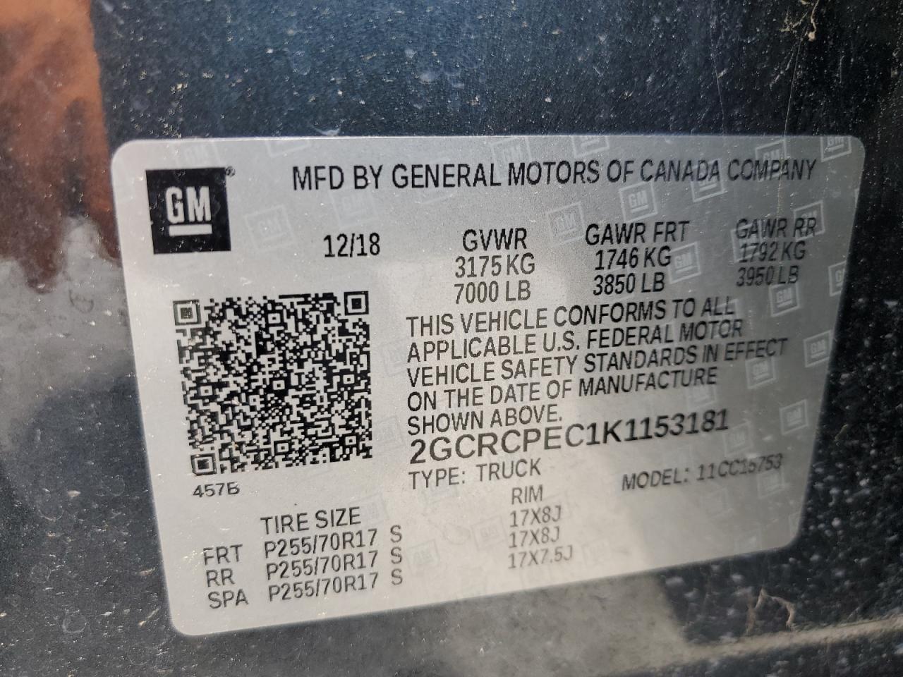 Lot #3197010221 2019 CHEVROLET SILVERADO