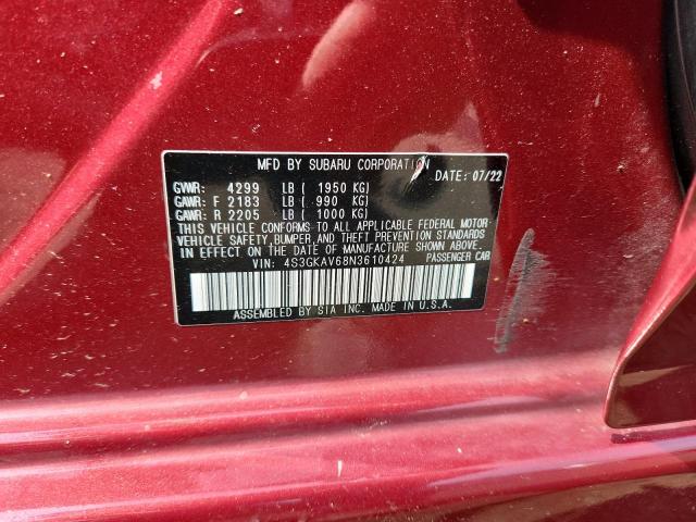 2022 SUBARU IMPREZA PR 4S3GKAV68N3610424